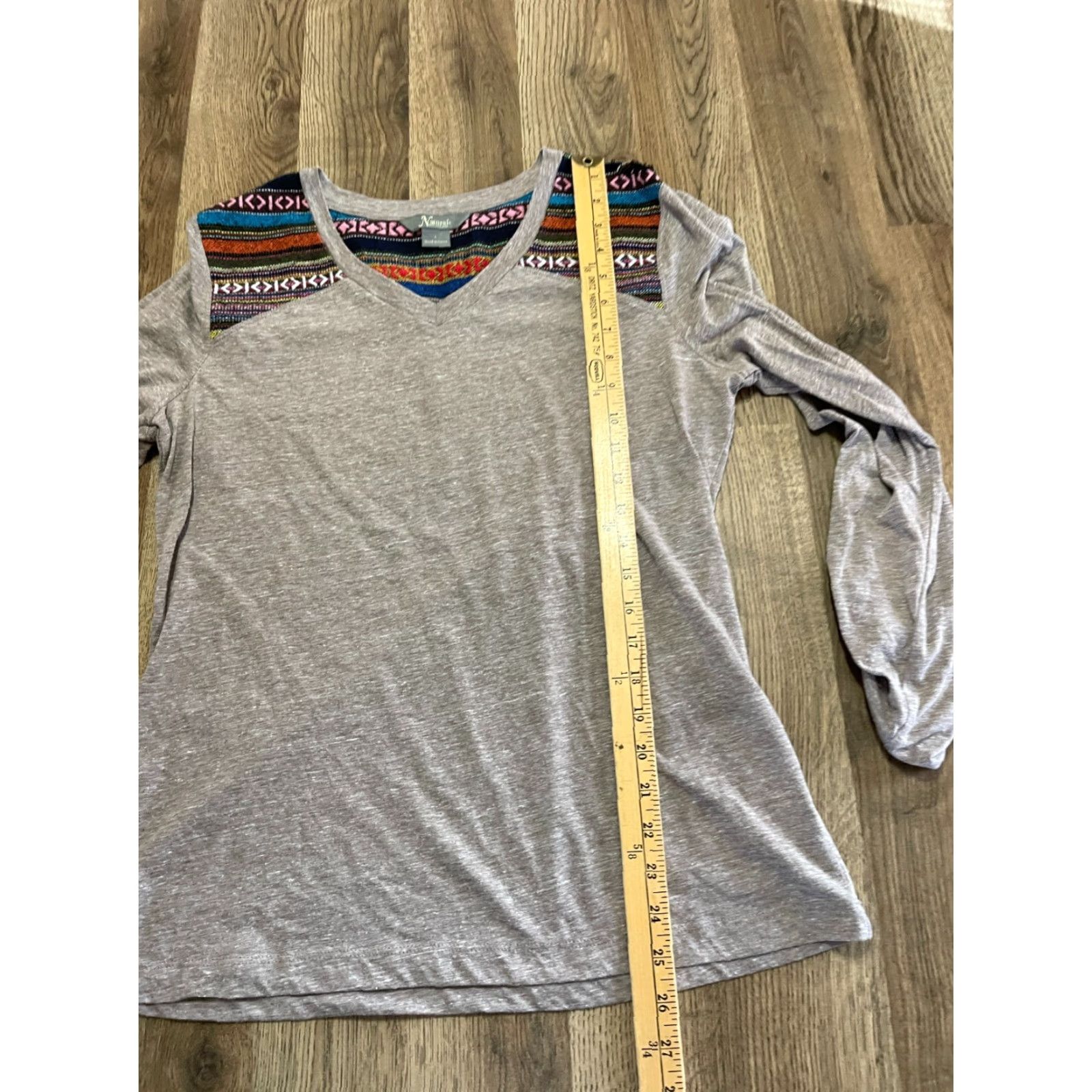 Vintage Natural Reflections Shirt Womens Large Gray Western V-Neck Long Sleeve Shirt Size L / US 10 / IT 46 - 6 Thumbnail
