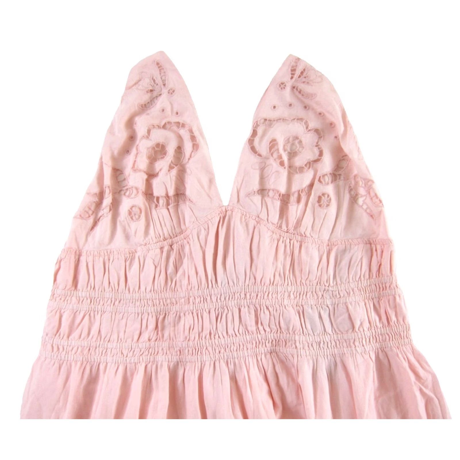 Vintage Future Collective Dress Sun Midi Tank NWT 4X Pink Cotton Embroidered Sleeveless V-Neck Sundress Women's Girls? Size XXL / US 16-18 / IT 52-54 - 5 Thumbnail