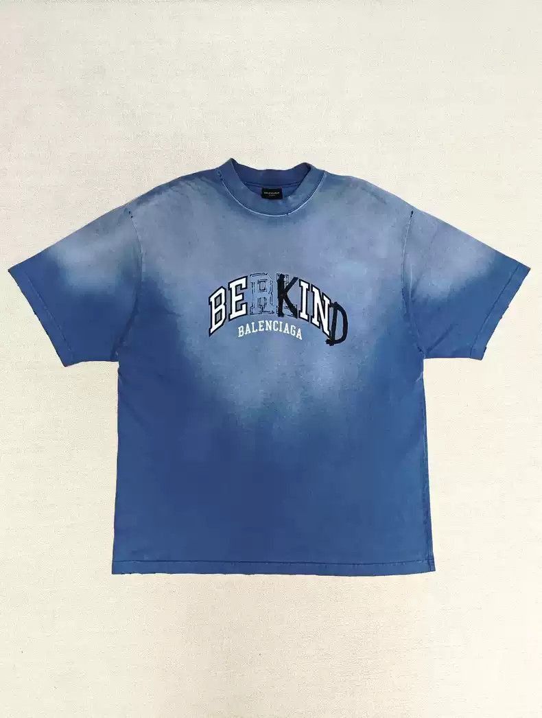 Balenciaga Be Kind Fadded T-Shirt in Blue Size US L / EU 52-54 / 3 - 1 Thumbnail