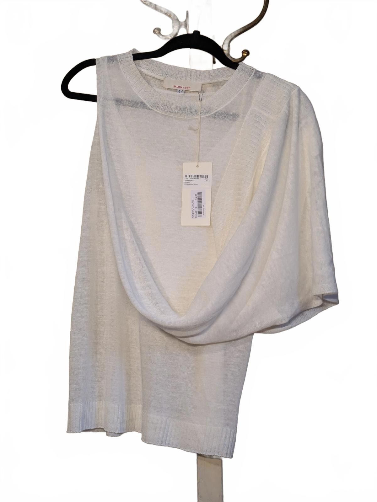 Other NWT LIVIANA CONTI White Asymmetric Linen 2pc Drape Top 42IT Size S / US 4 / IT 40 - 8 Thumbnail