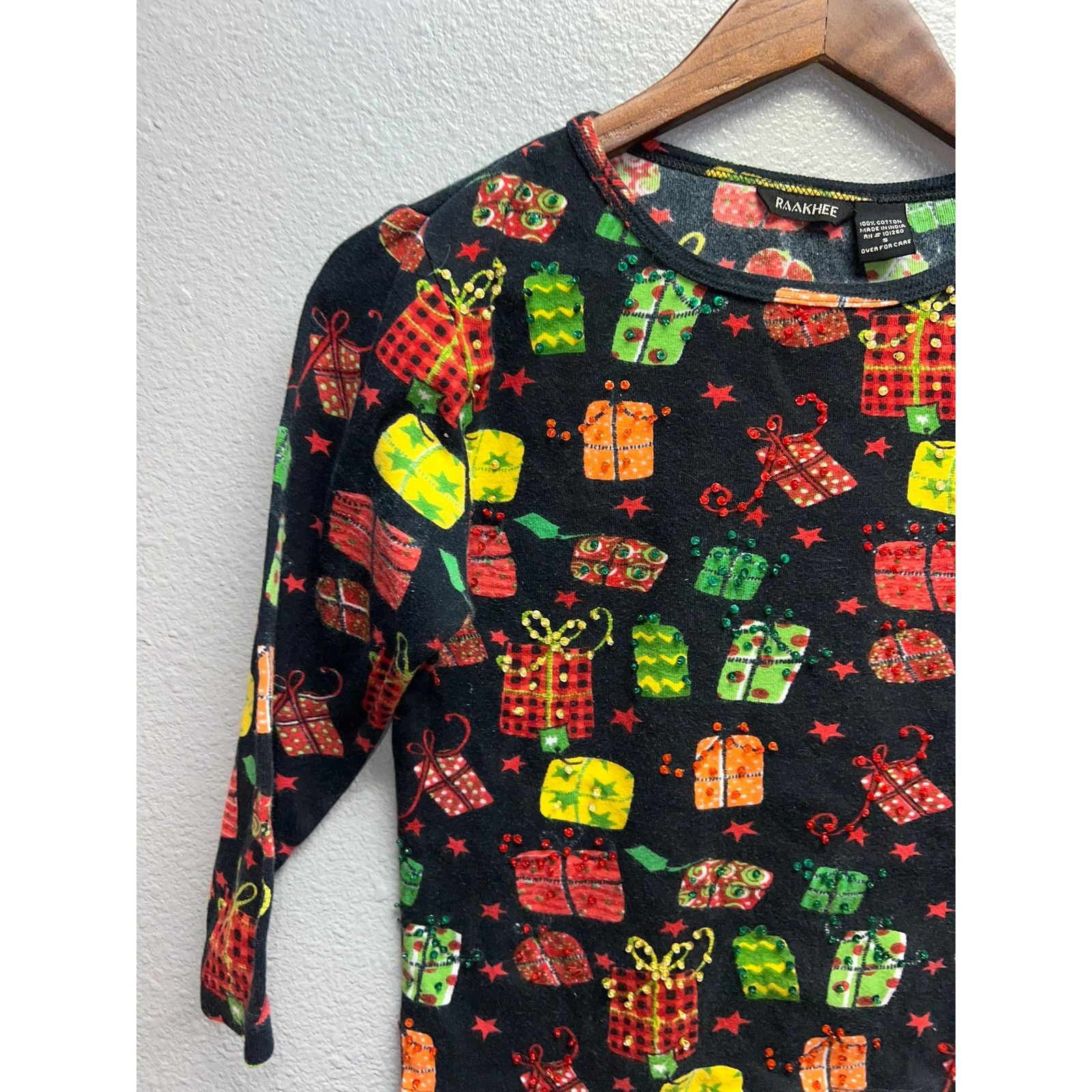 Vintage Womens Christmas Present Top Shirt Winter Gifts Raakhee Tee Size S / US 4 / IT 40 - 5 Thumbnail