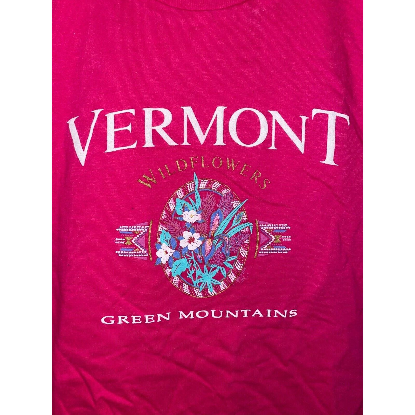 Jerzees Vintage Vermont Shirt Green Mountains Pink Tee 90s VTG Large Size US L / EU 52-54 / 3 - 2 Thumbnail