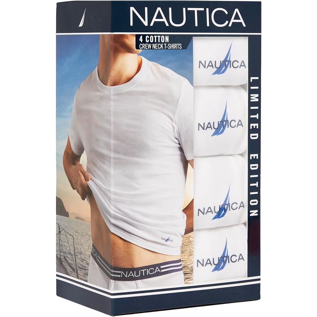 Nautica NWT New 4 Pack Nautica Mens Large Crew Neck Tee Shirts Size US L / EU 52-54 / 3 - 2 Thumbnail