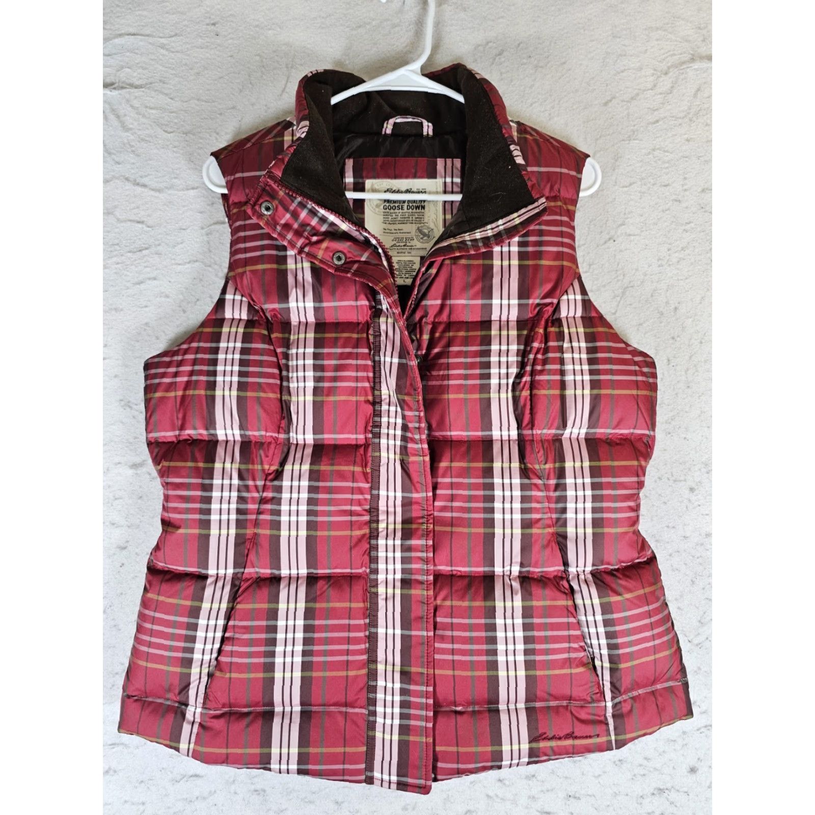 Eddie Bauer Eddie Bauer Premium Goose Down Puffer Vest Women's Size Large Red Plaid Full Zip Size L / US 10 / IT 46 - 2 Thumbnail
