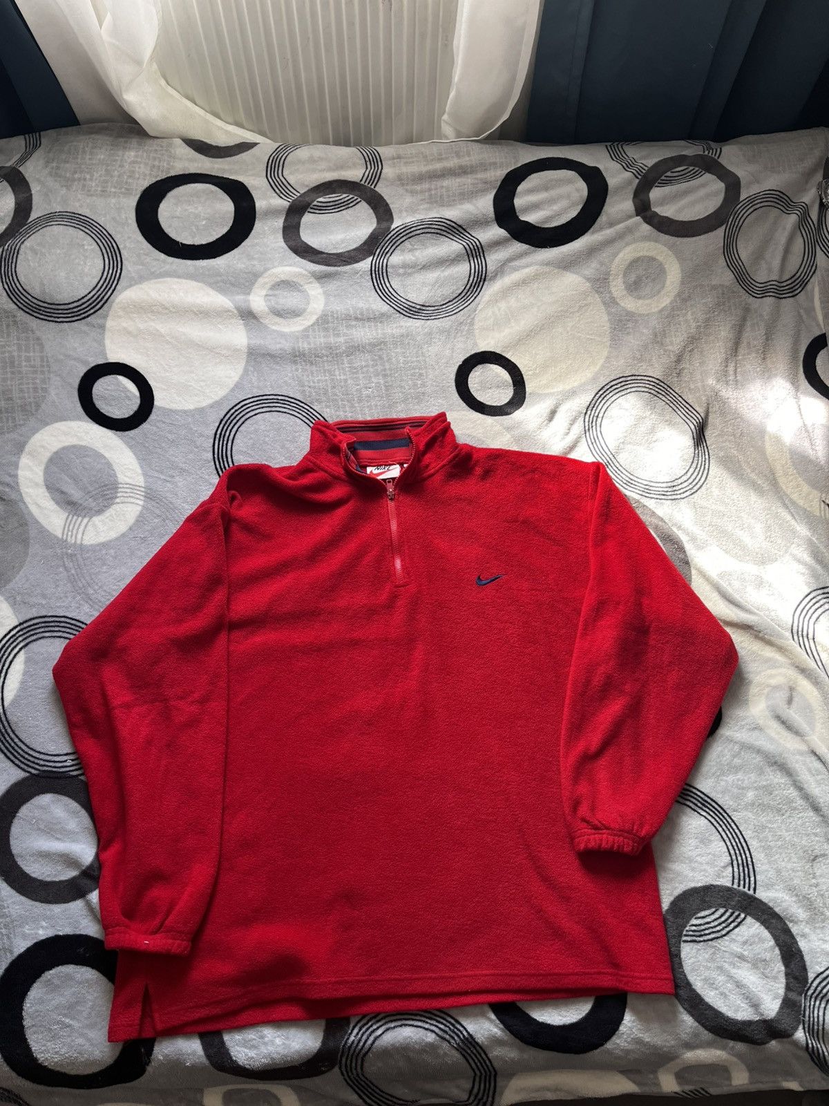 Nike × Vintage Vintage 90s red Nike quarter-zip fleece sweatshirt Size US XXL / EU 58 / 5 - 8 Thumbnail