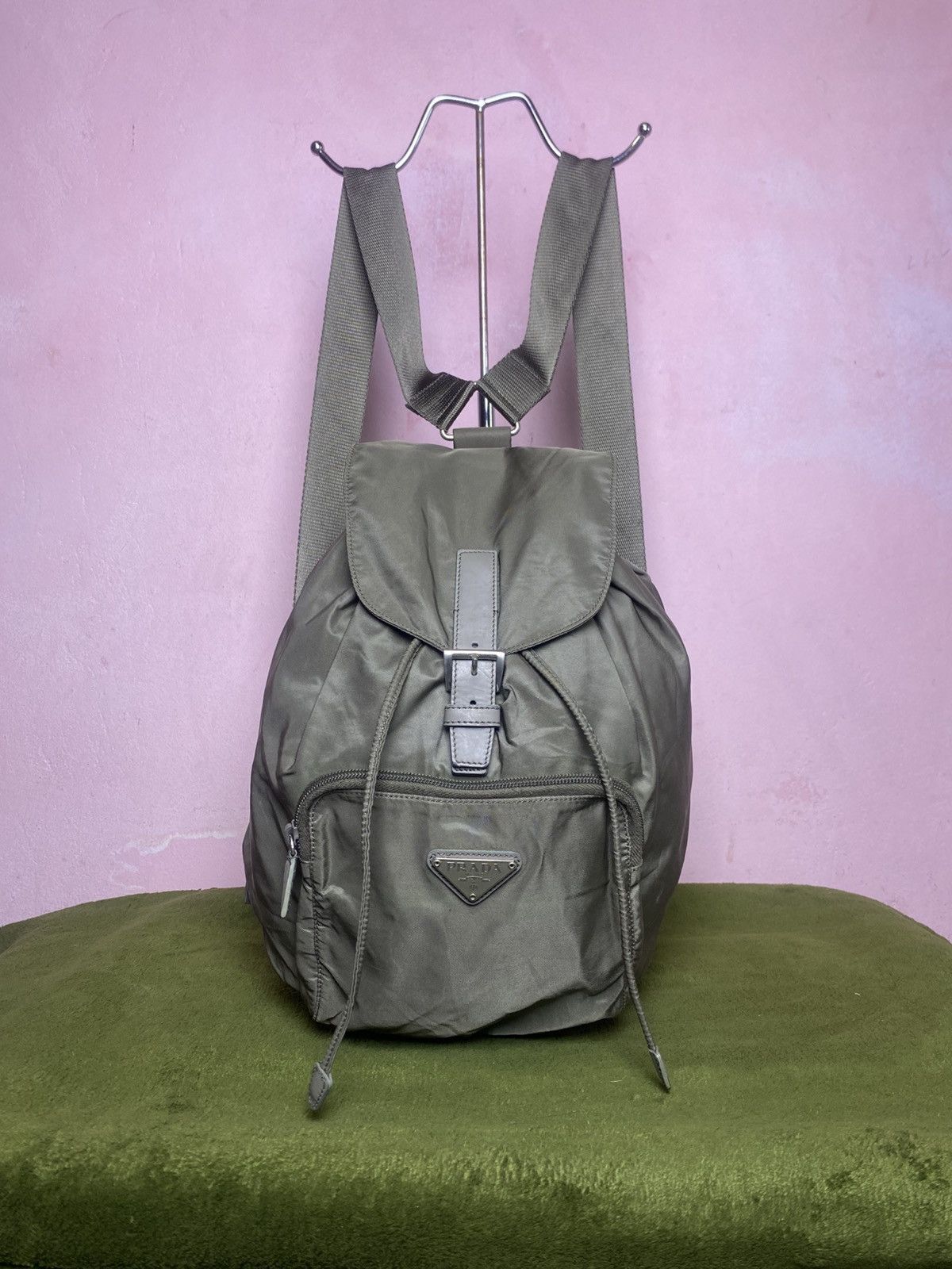 Prada Prada Tessuto Olive Green Nylon Backpack Size ONE SIZE - 14 Thumbnail