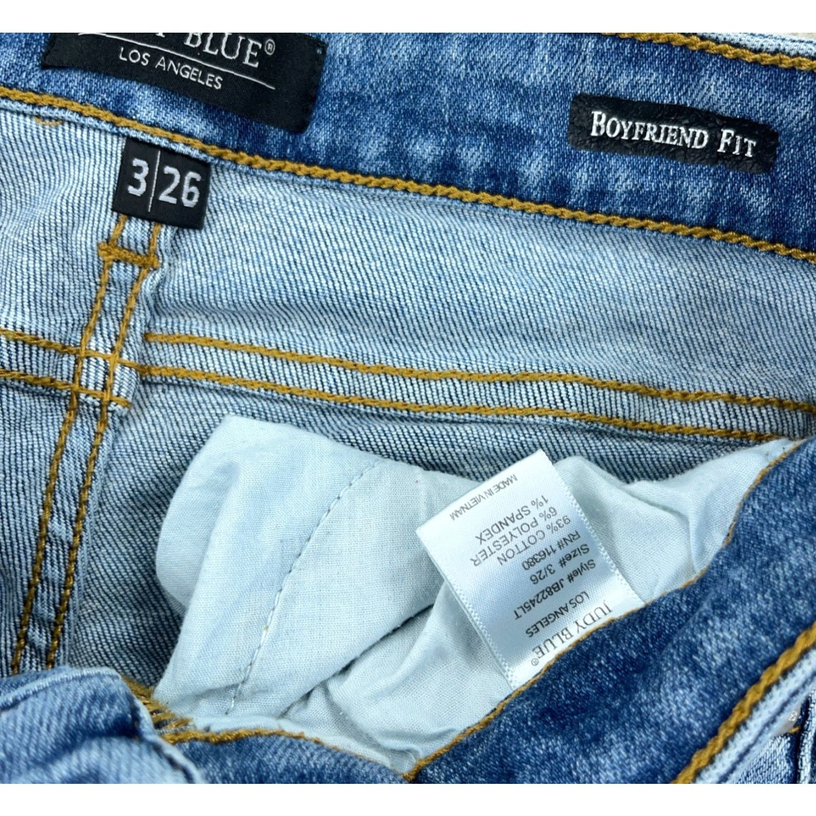 Vintage Judy Blue Jeans Women 3 26 Boyfriend Fit Med Was h Paint Splatter Rips Holes Jeans_Blue Regular 5-Pocket Denim Distressed Medium Size 26" / US 2 / IT 38 - 4 Thumbnail