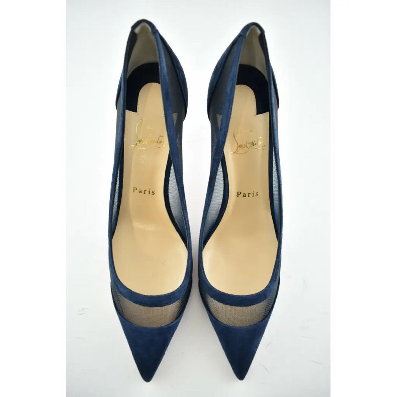 Christian Louboutin Christian Louboutin Galativi 85 Marine Blue Suede Mesh Size US 6 / IT 36 - 7 Thumbnail