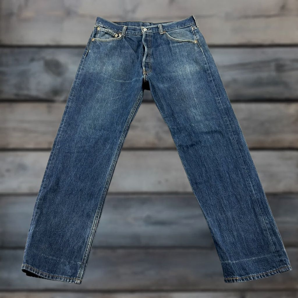 Levi's VINTAGE Levi's 501 Jeans Mens 36x33 Blue Straight Regular Dark Wash Distressed Denim 5-Pocket Retro Mens Size US 36 / EU 52 - 1 Thumbnail