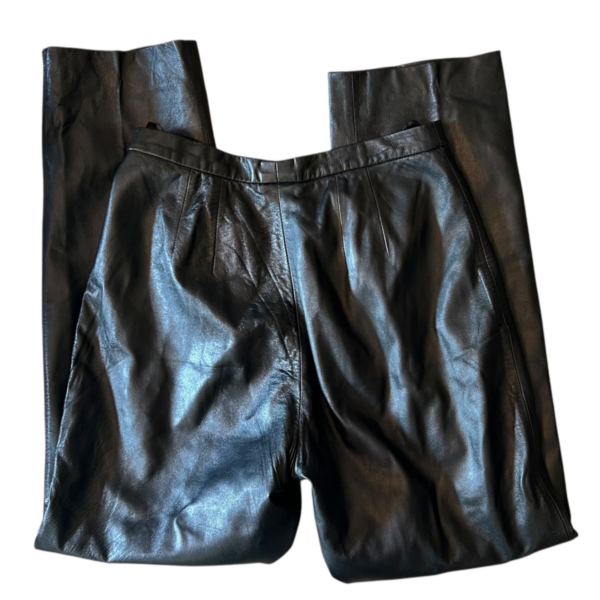 Vintage Vintage Jacqueline Ferrar Leather Straight Leg High Rise Edg Size 34" / US 12 / IT 48 - 7 Thumbnail