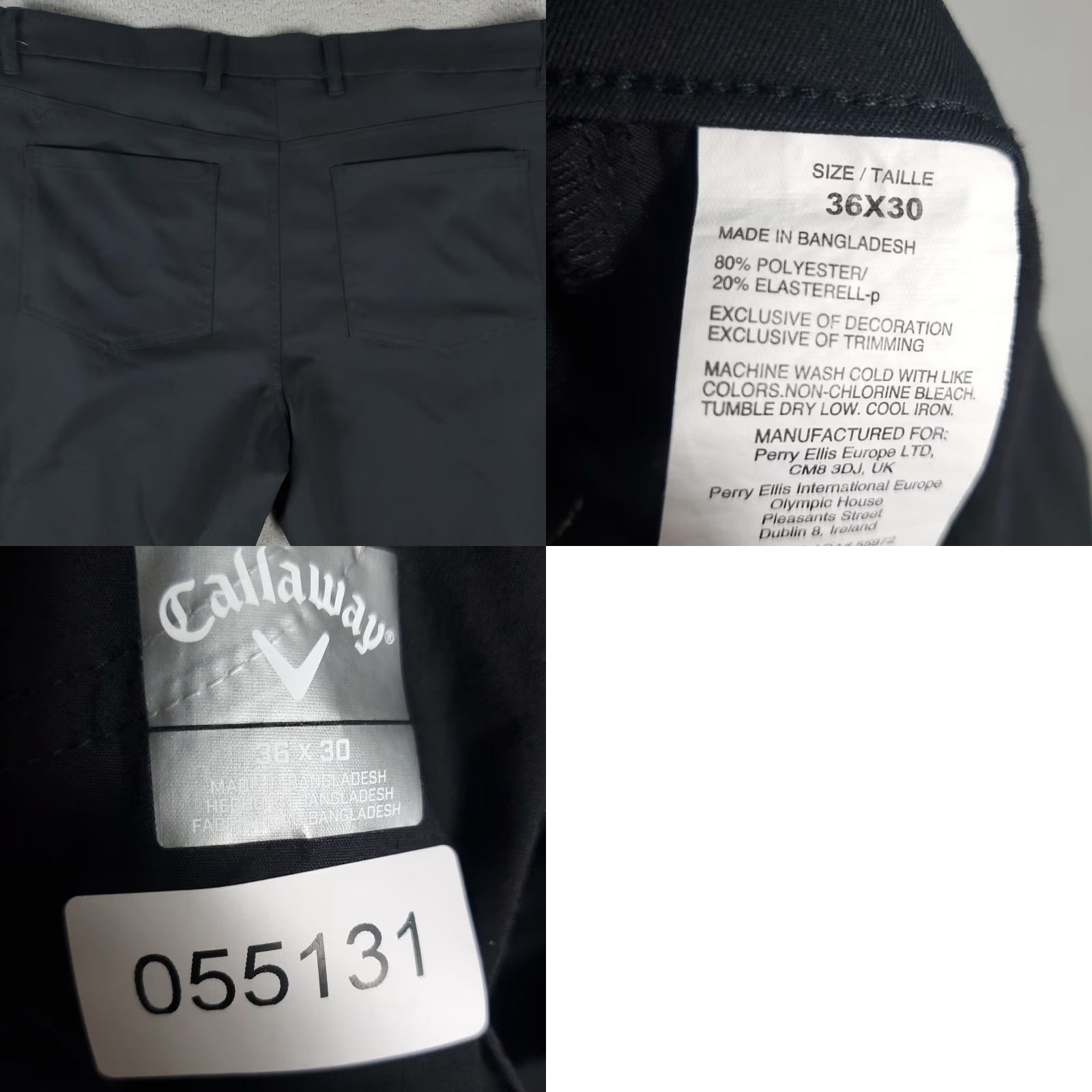 Callaway Callaway Chino Pants Mens 36x30 Black Flat Front Casual Trousers Size US 36 / EU 52 - 8 Thumbnail