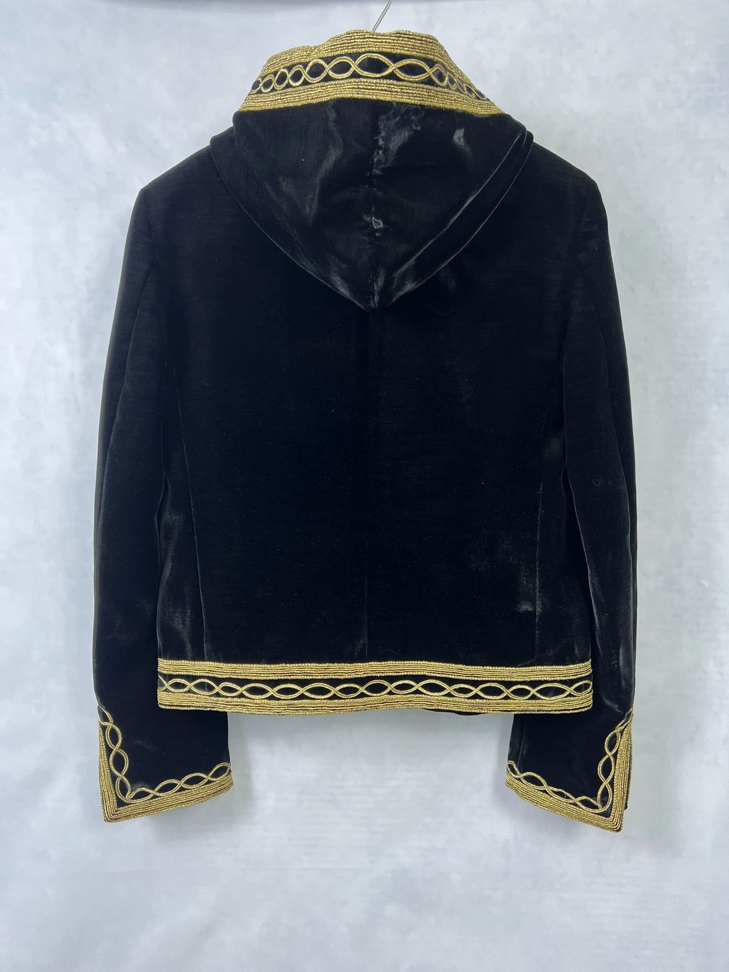 Saint Laurent Paris SLP 18fw black velvet gold embroidery hooded jacket Size US S / EU 44-46 / 1 - 2 Thumbnail