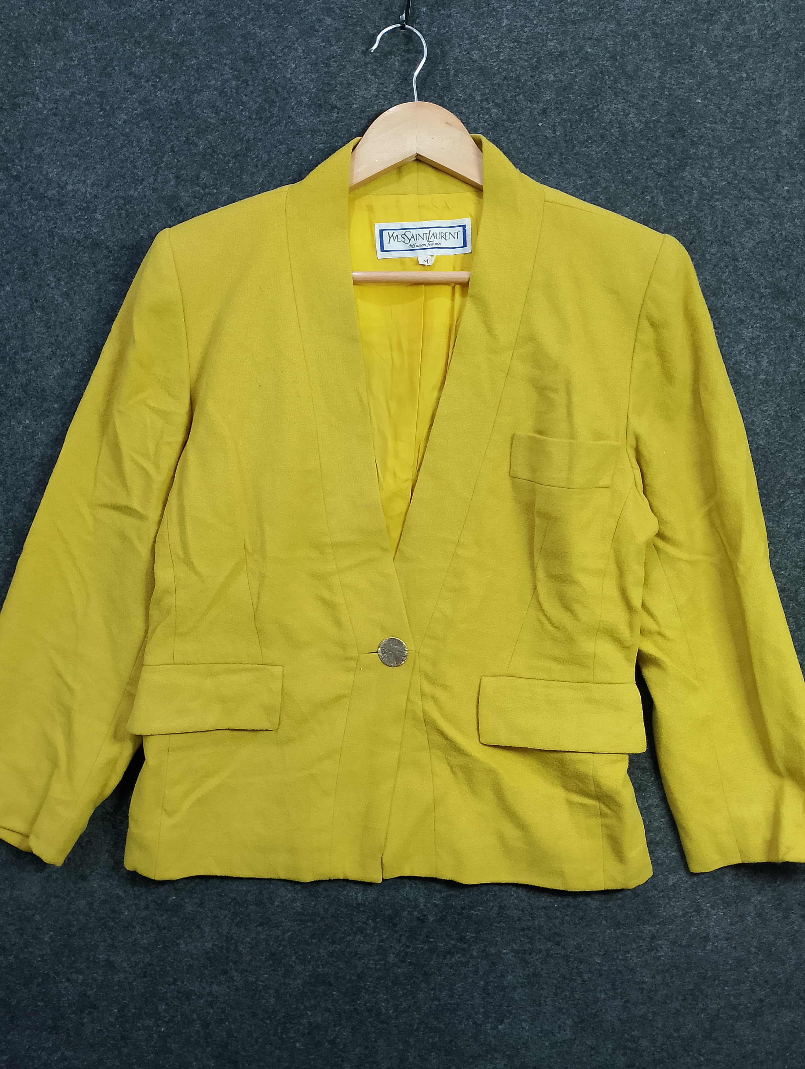 Yves Saint Laurent Vintage 90s Yves Saint Laurent Diffusion Femme Yellow Blazer Size M / US 6-8 / IT 42-44 - 1 Thumbnail