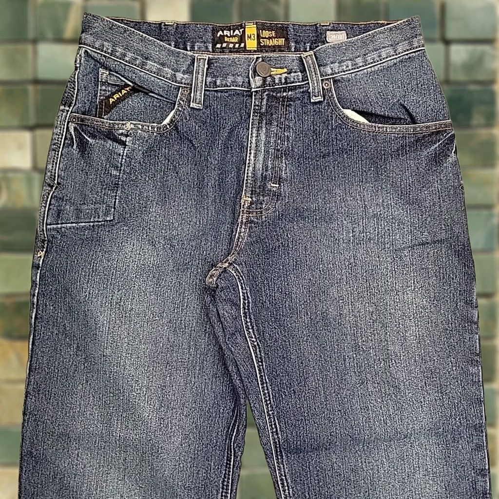Ariat Ariat Jeans Men 30x32 Blue Denim Rebar Loose Straight Boot Fit Western Cowboy Jeans Size US 30 / EU 46 - 1 Thumbnail