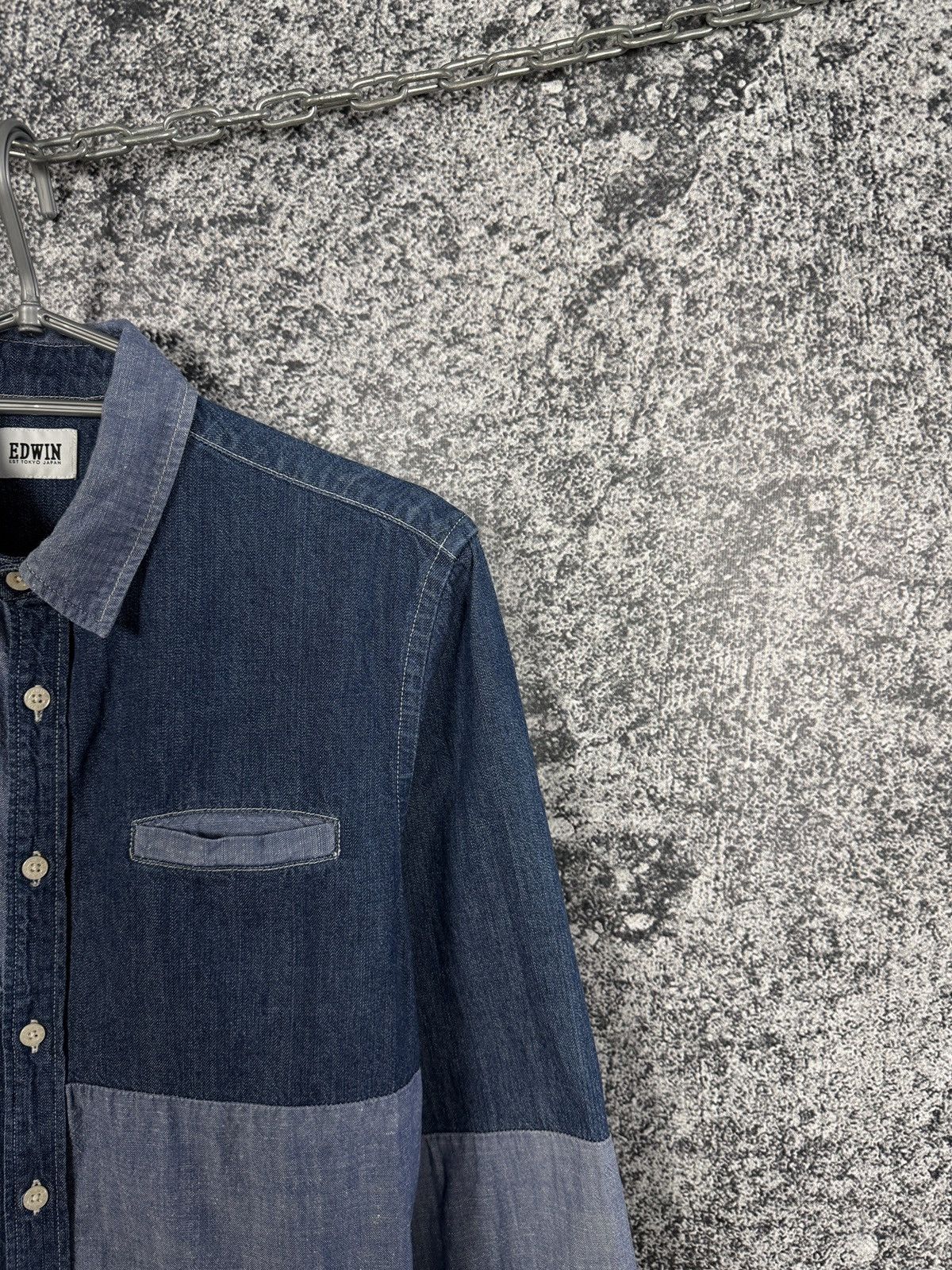 Edwin Edwin Patchwork Long Sleeve Denim Better Shirt Indigo Size S Size US S / EU 44-46 / 1 - 2 Thumbnail