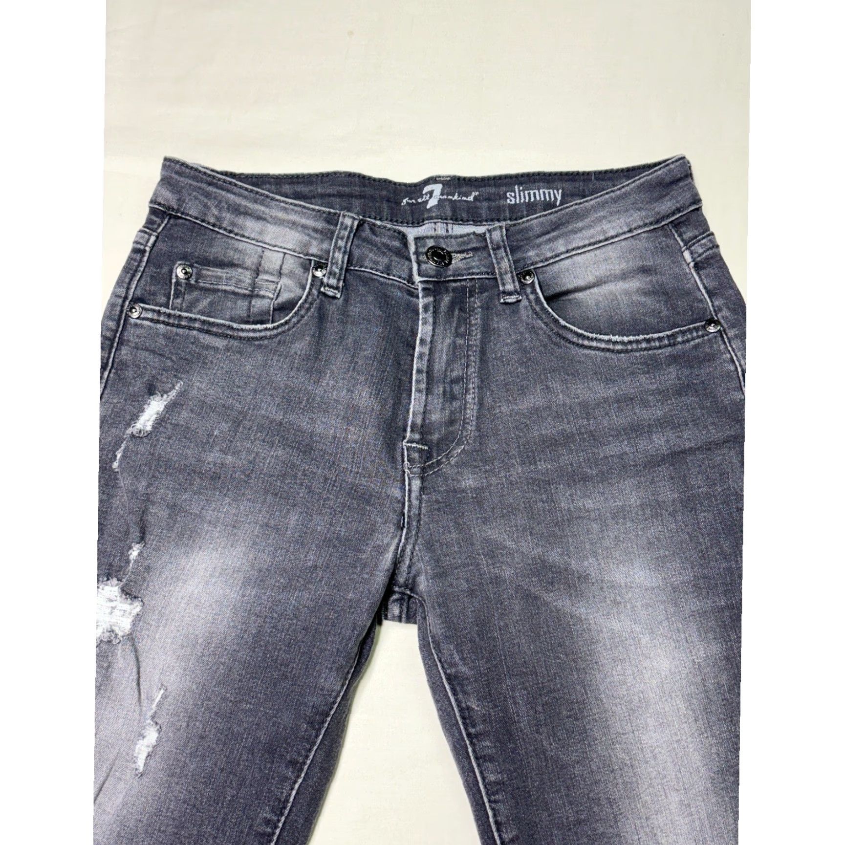 7 For All Mankind 7 For All Mankind Slimmy Jeans Women Slim Distressed Charcoal Wash 27 in Waist 12 26x27 Size 34" / US 12 / IT 48 - 2 Thumbnail