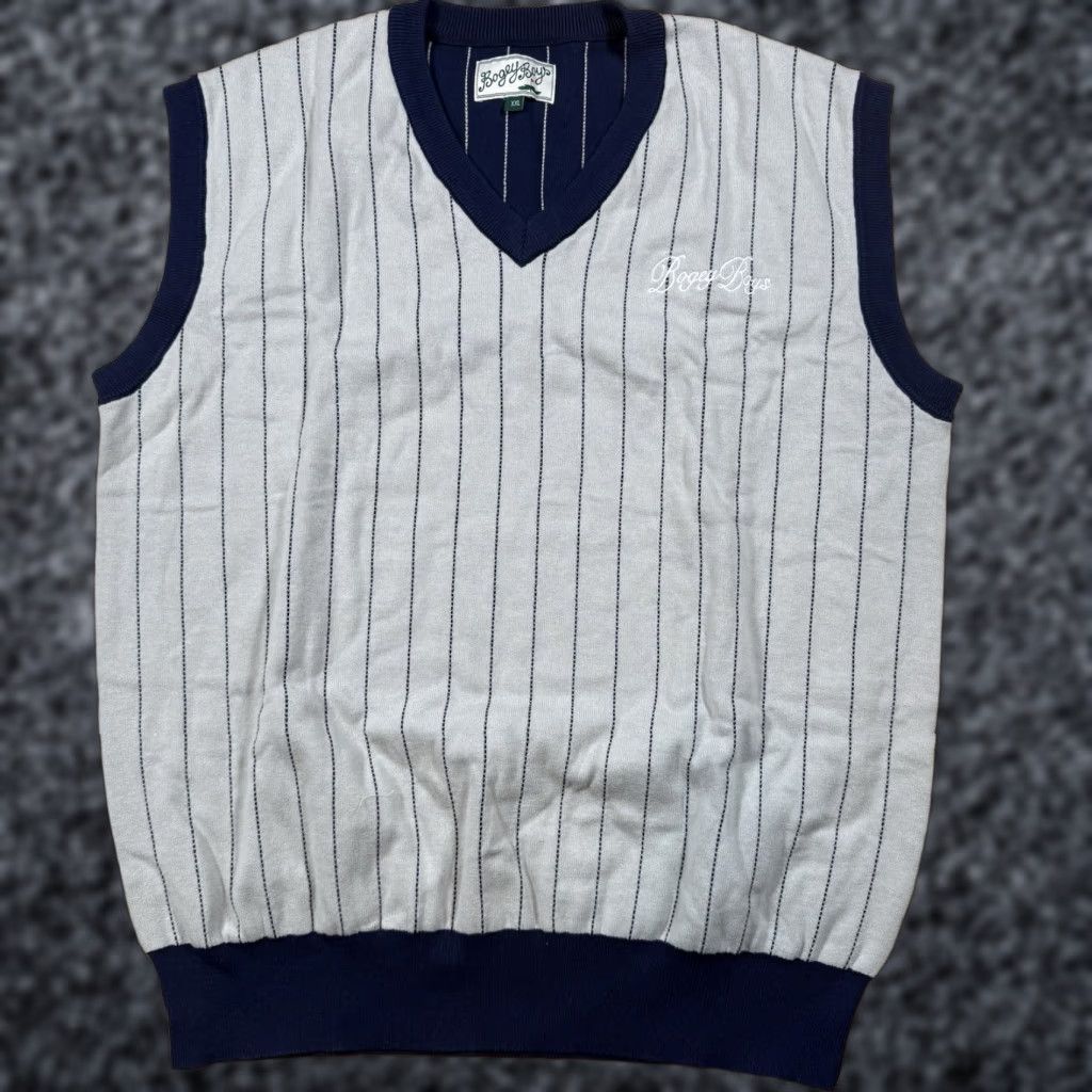 Vintage Bogey Boys Sweater Vest Mens M Gray Navy Pinstripe Golf NWOT Size US M / EU 48-50 / 2 - 1 Thumbnail