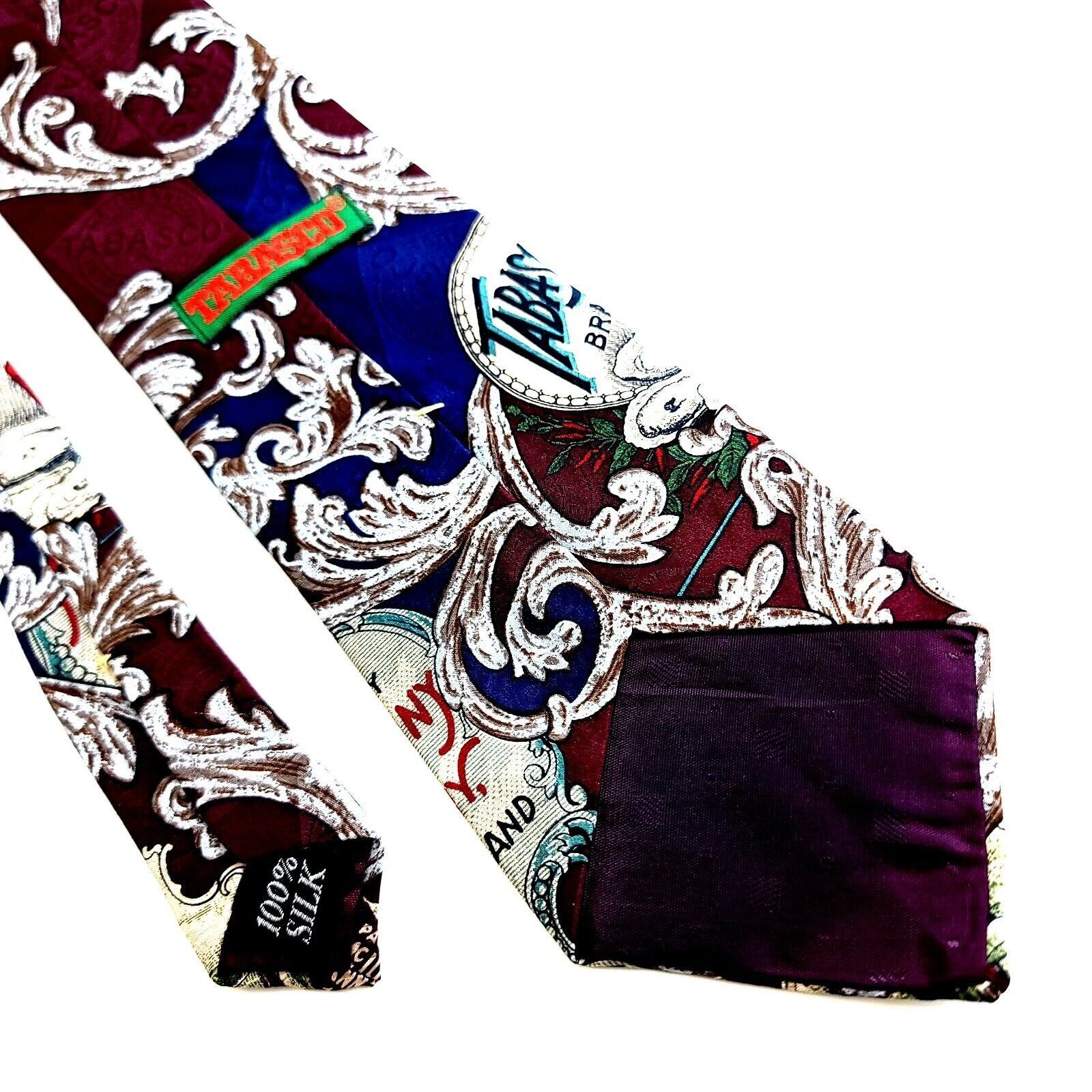 Tabasco Tabasco Standard Oyster Jacquard Print Maroon Silk Tie Long Size ONE SIZE - 6 Thumbnail