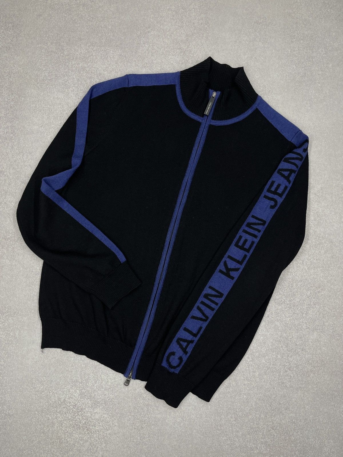 Calvin Klein Mens Calvin Klein Knitted Olympic Jacket Zip Black Big Logo Size US M / EU 48-50 / 2 - 1 Thumbnail