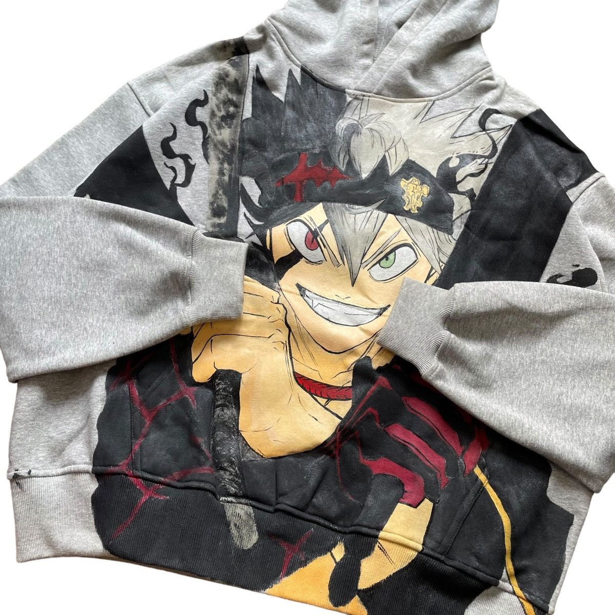 Anime BLACK CLOVER ASTA CUSTOM HAND PAINTED HOODIE Size US XL / EU 56 / 4 - 6 Thumbnail