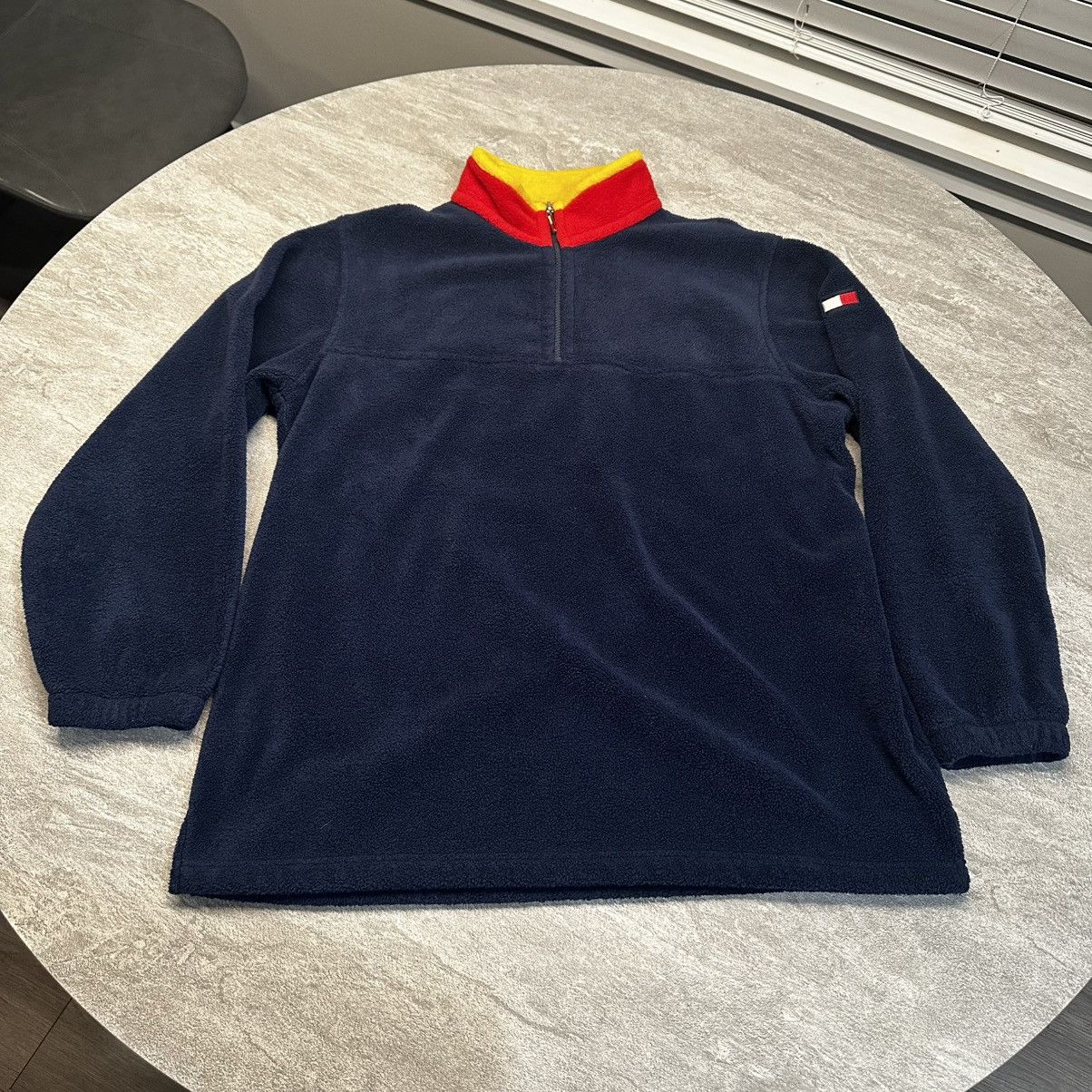 Tommy Hilfiger × Vintage Vintage Tommy Hilfiger 1/4 Zip Large Blue Fleece Sweater Size US L / EU 52-54 / 3 - 1 Thumbnail