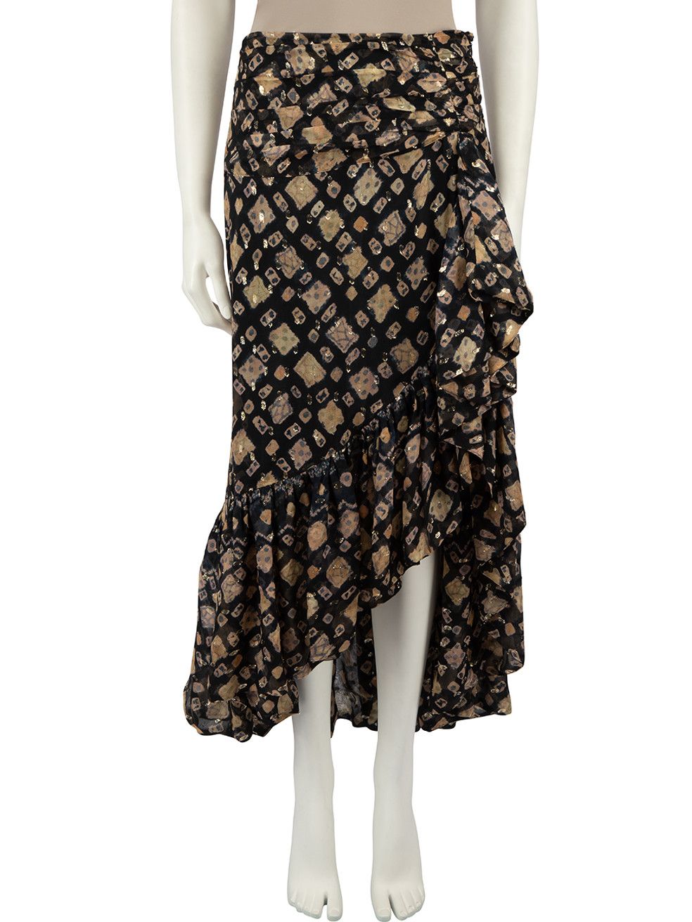 image of Ulla Johnson Abstract Pattern Silk Midi Skirt, Women's (Size 26)