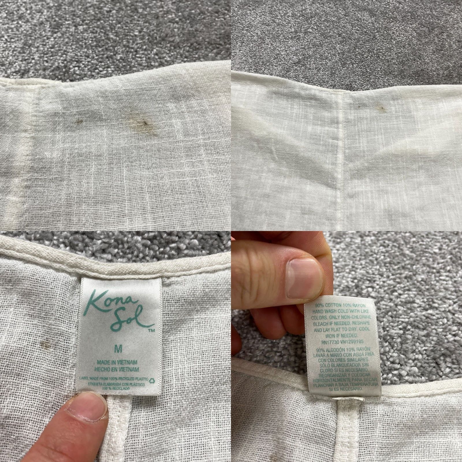 Vintage Kona Sol Linen Ramie Beach Cover Up Women M White Striped Sleeveless V-Neck Size ONE SIZE - 8 Thumbnail