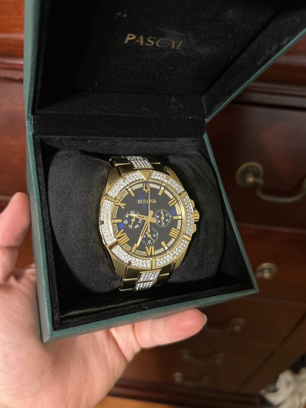 Citizen Gold Citizen watch with navy blue face and crystals Size ONE SIZE - 1 Thumbnail