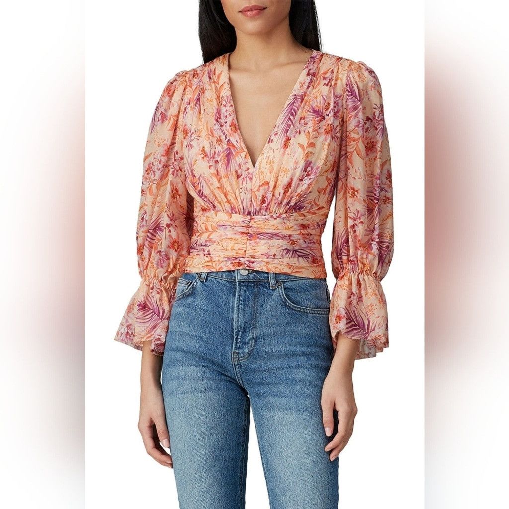 Amur EUC Amur Gitana Floral Silk Cropped Blouse Size S / US 4 / IT 40 - 1 Thumbnail
