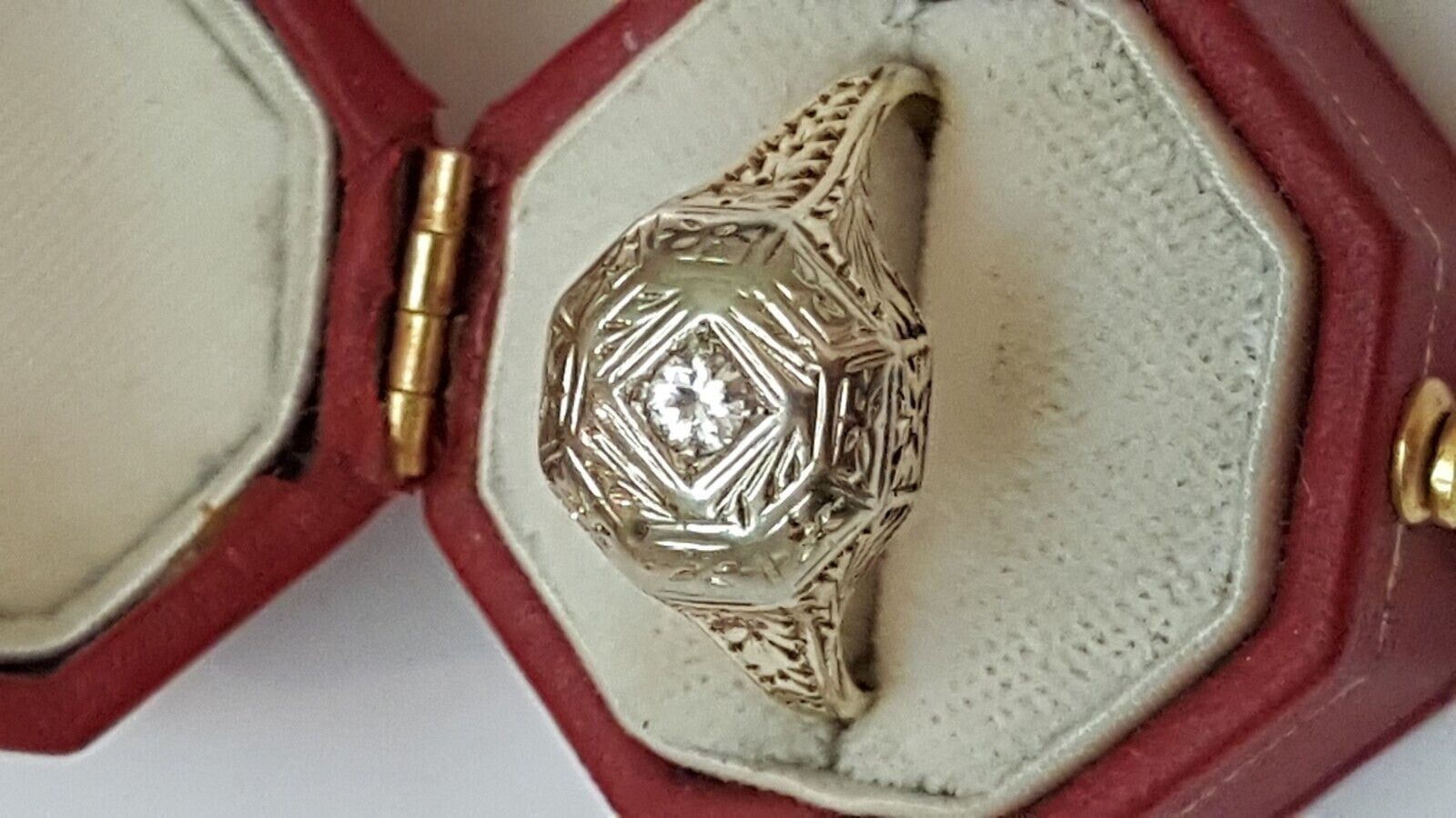 Other Antique Art Deco 2-Tone 14k Gold Filigree Diamond Ring 1900s Size ONE SIZE - 2 Thumbnail