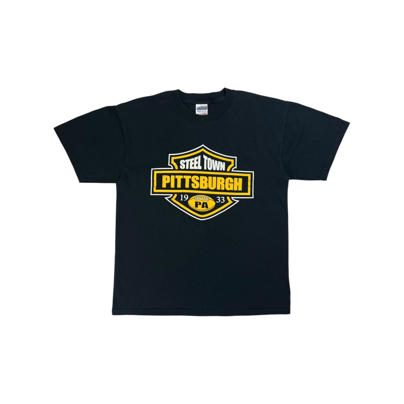 Gildan × Vintage Vintage Y2K Pittsburgh Steel Town Harley parody tee (M) Size US M / EU 48-50 / 2 - 1 Thumbnail
