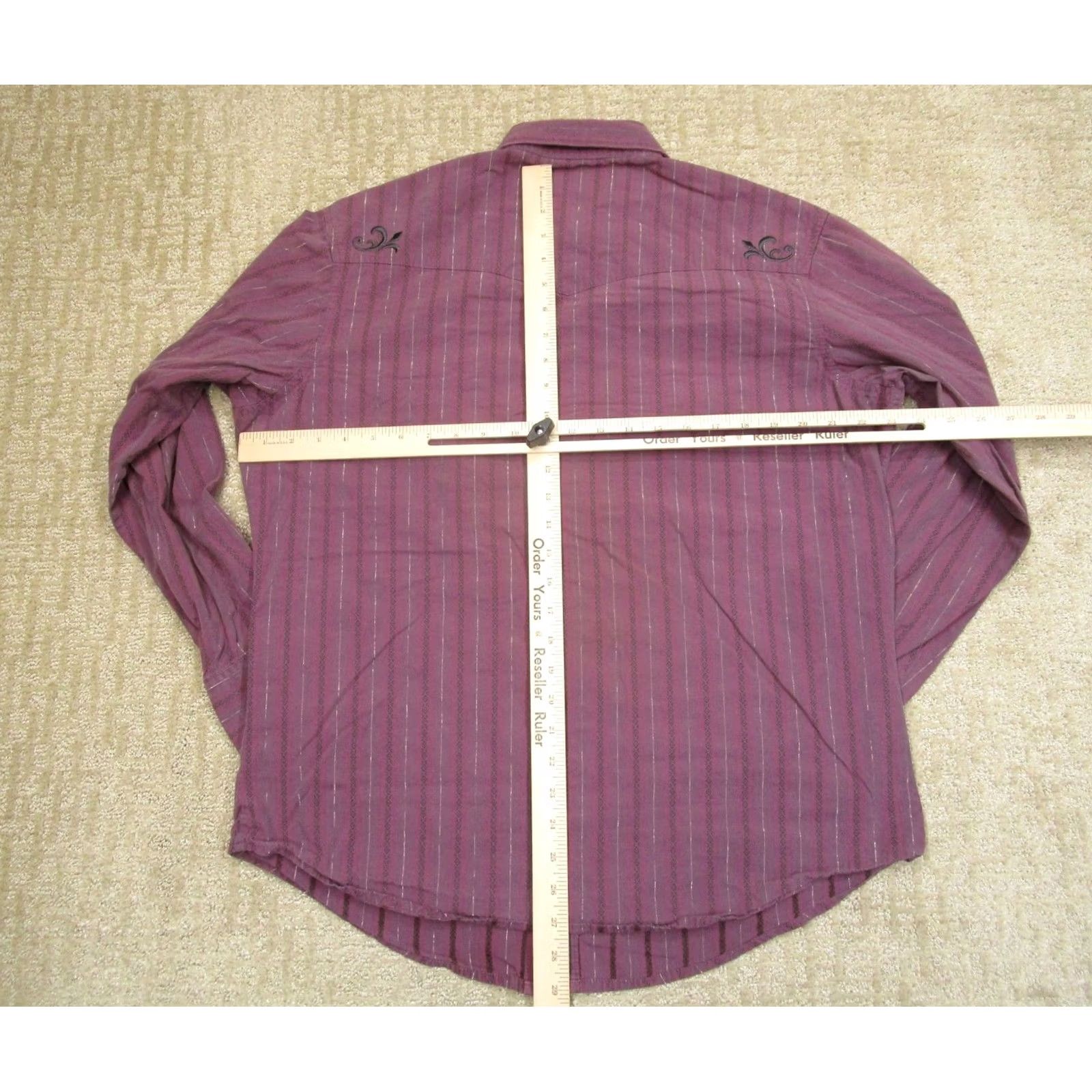 Wrangler Wrangler Pearl Snap Shirt Men L Purple Striped Western Long Sleeve Button-Up Size US L / EU 52-54 / 3 - 5 Thumbnail