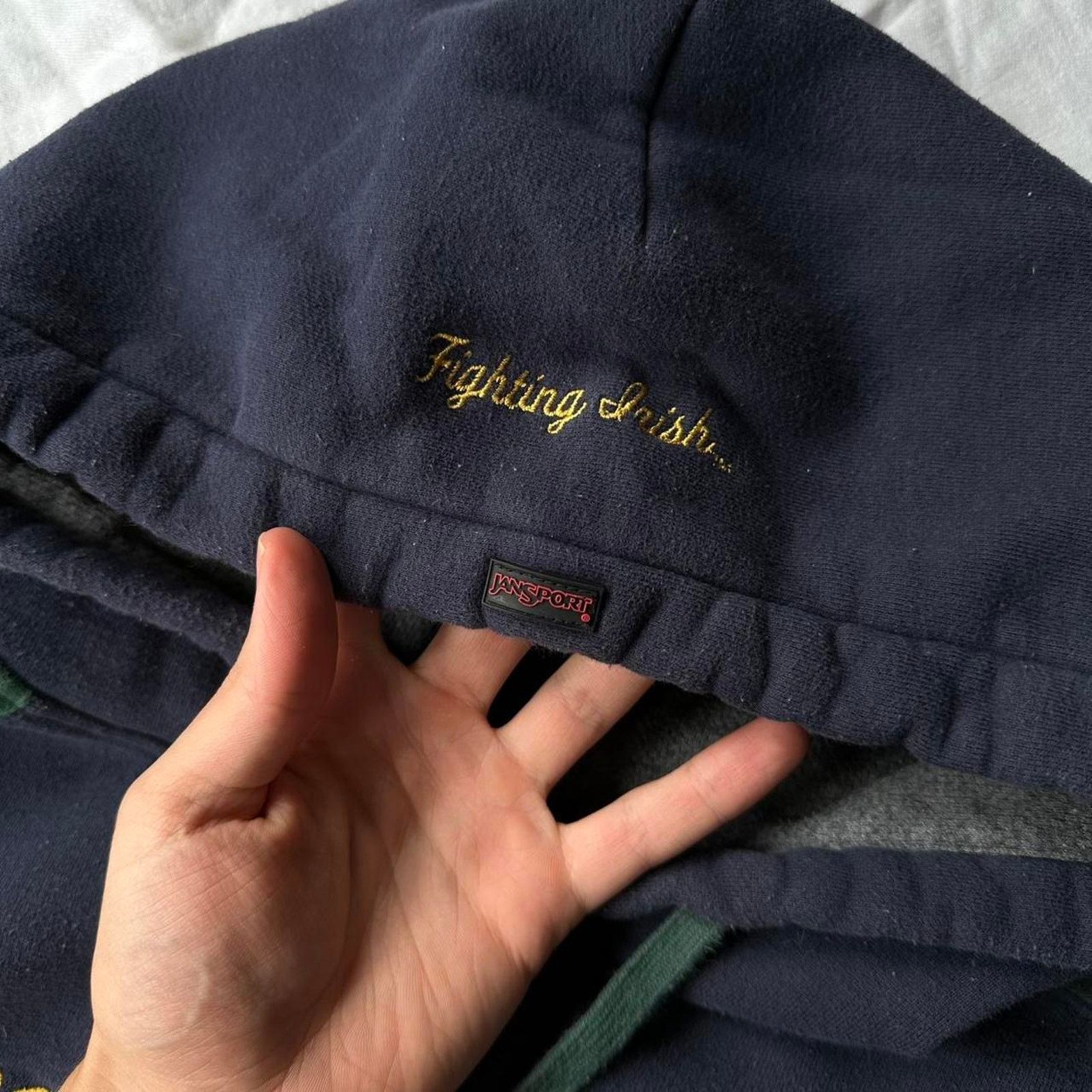 Jansport × Vintage Vintage 00s jansport heavy cotton notre dame hoodie Size US M / EU 48-50 / 2 - 4 Thumbnail