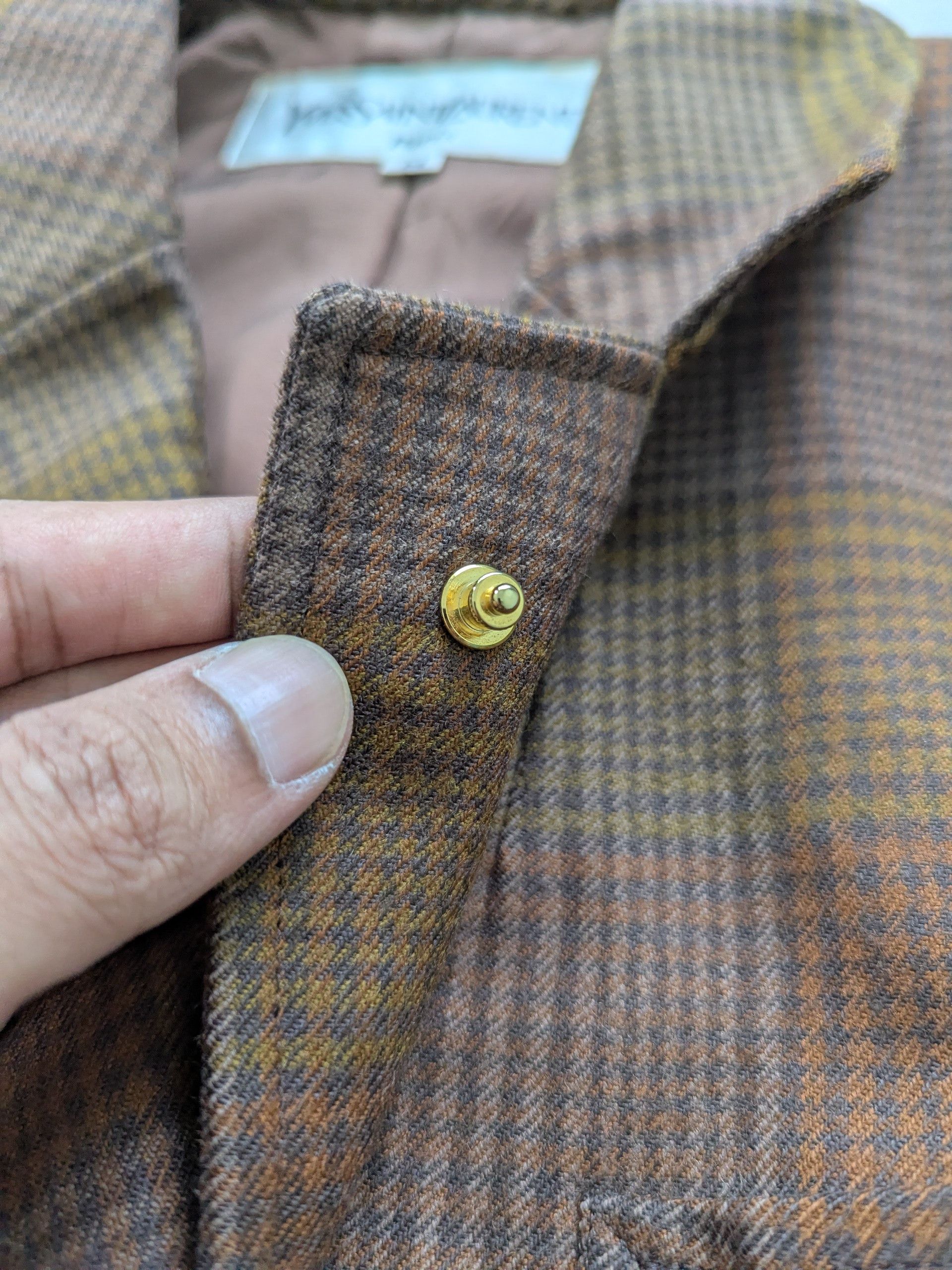 Designer × Yves Saint Laurent Vintage Yves Saint Laurent Wool Blazer Checkered Size M / US 6-8 / IT 42-44 - 8 Thumbnail