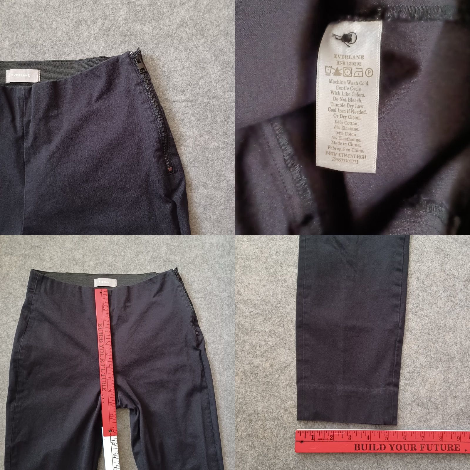 Everlane Everlane Pants Womens 6 Black Tapered Side Zip Career Work Stretchy Cotton Blend Slim Ankle Modern Womens Size 28" / US 6 / IT 42 - 8 Thumbnail