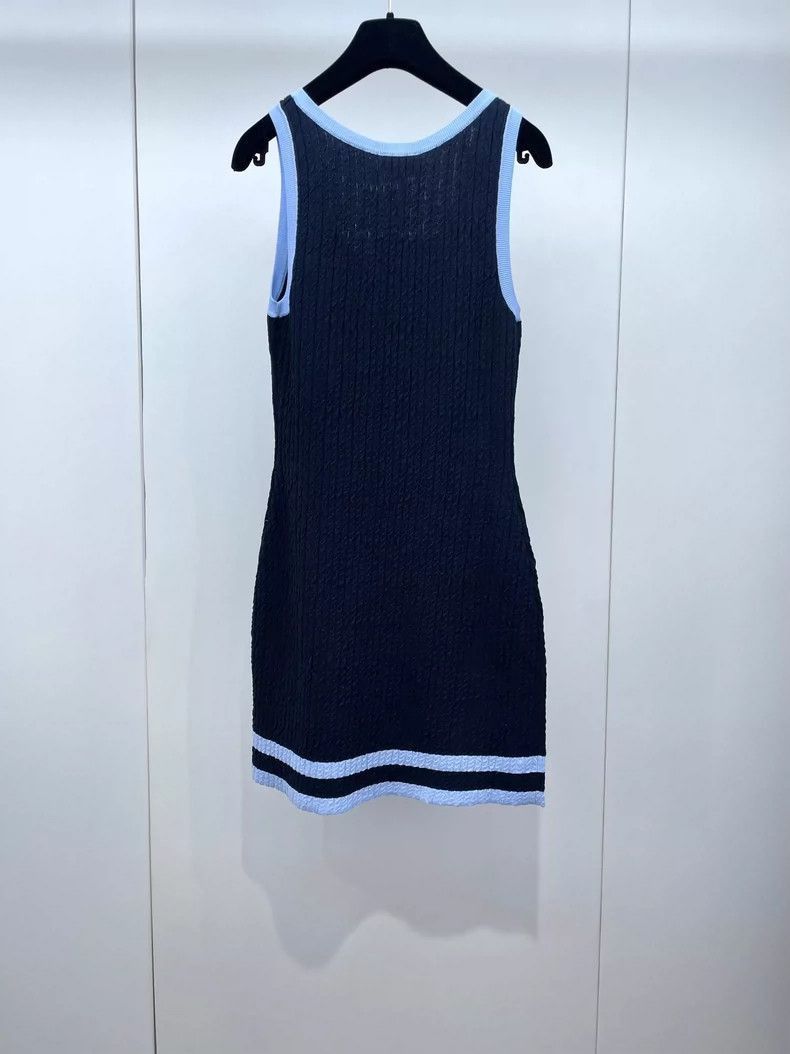 Chanel Chanel Blue Black Color Block Dress -2505 Size US 34 / EU 50 - 2 Thumbnail