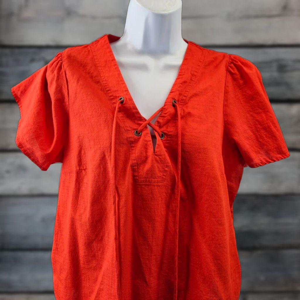 Vintage VINTAGE Knox Rose Womens Top Shirt Womens Small Solid Red Short Sleeve Cotton Size S / US 4 / IT 40 - 1 Thumbnail