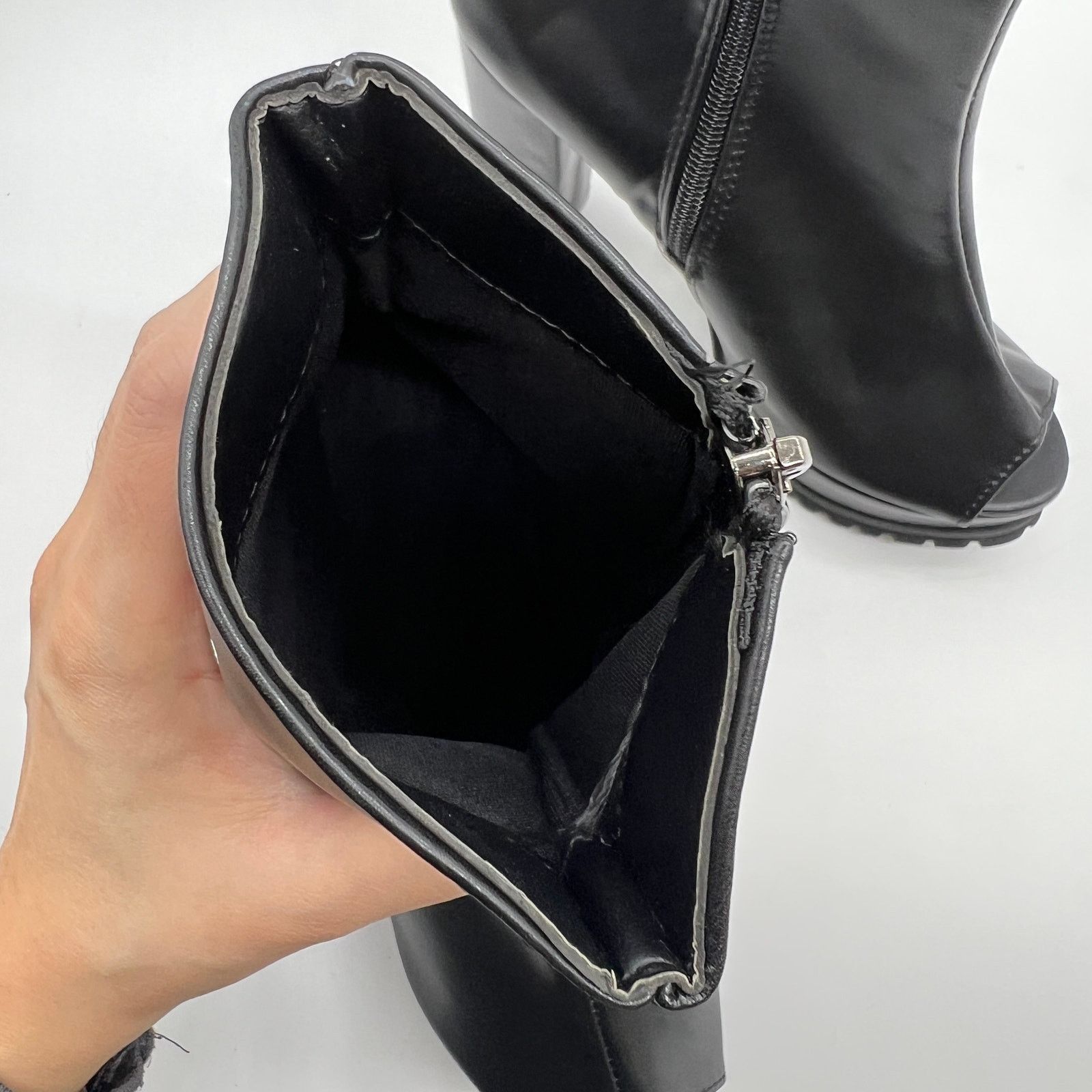 Other Chunky High Heel Booties Zipper Platform Open Toe Ankle Size US 6.5 / IT 36.5 - 11 Thumbnail