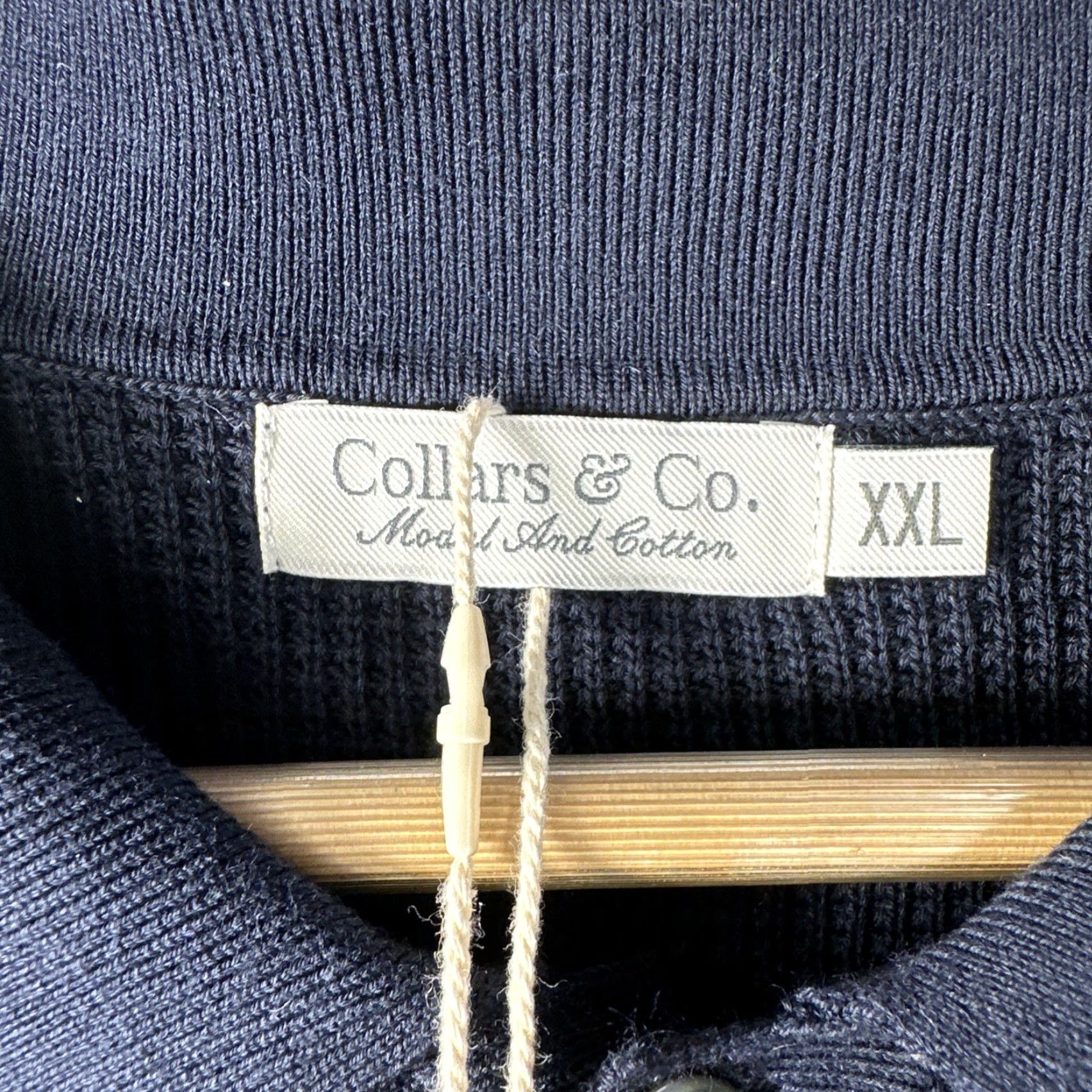 CO Collars & Co Riviera Waffle Knit Polo Blue White 2XL Polo Men Classic Pockets Knit 100% Cotton Modal Shirt Short Sleeve Button Closure Size US XXL / EU 58 / 5 - 3 Thumbnail