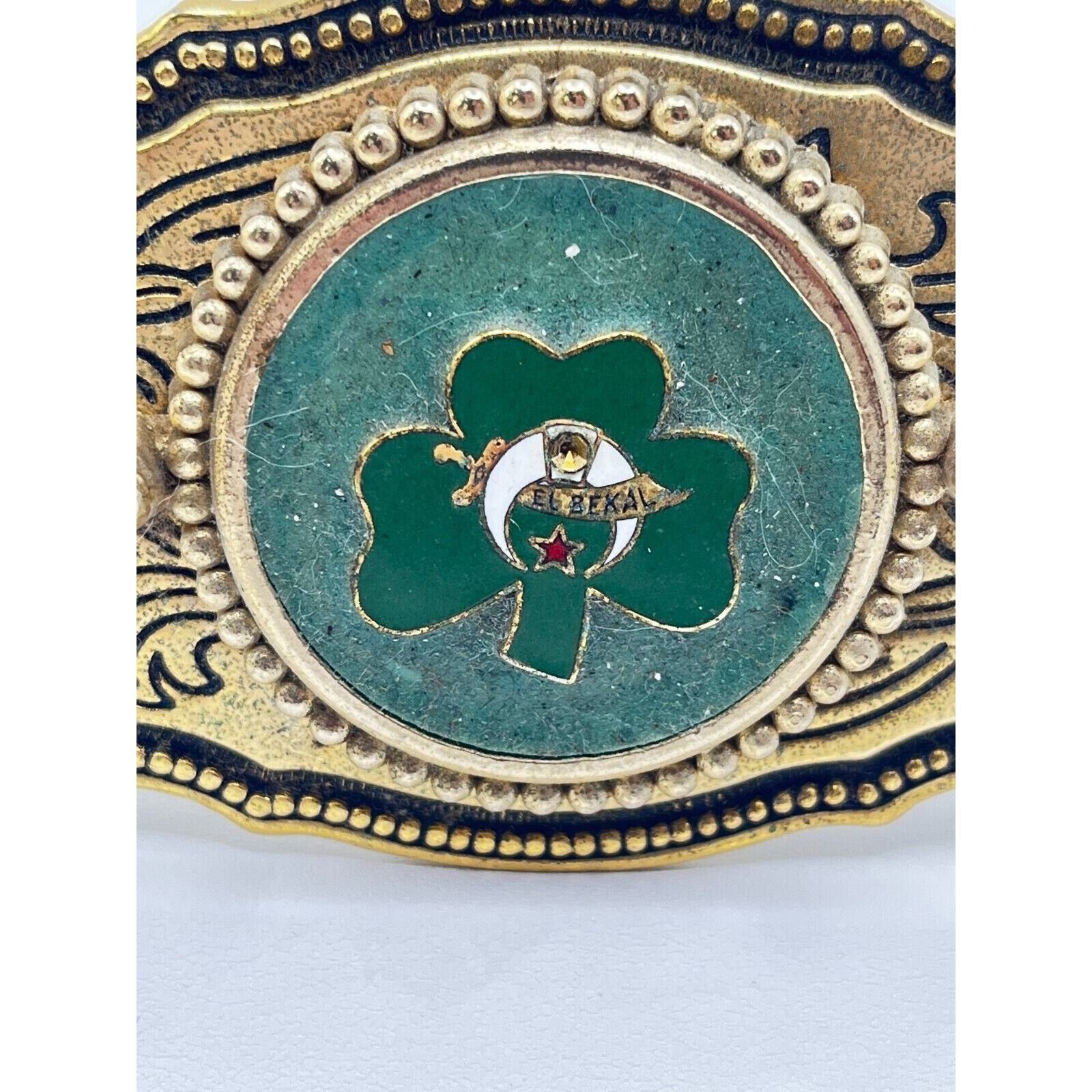 The Unbranded Brand El Bekal Shriners 3-Leaf Clover Gold Tone Belt Buckle Size ONE SIZE - 4 Thumbnail