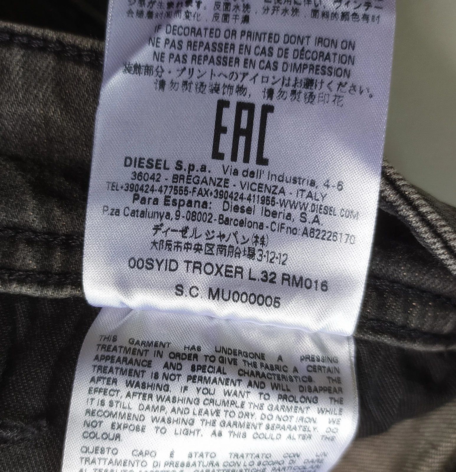 Diesel Diesel TROXER L.32 MENS JEANS SLTP/9991 Size US 34 / EU 50 - 10 Thumbnail