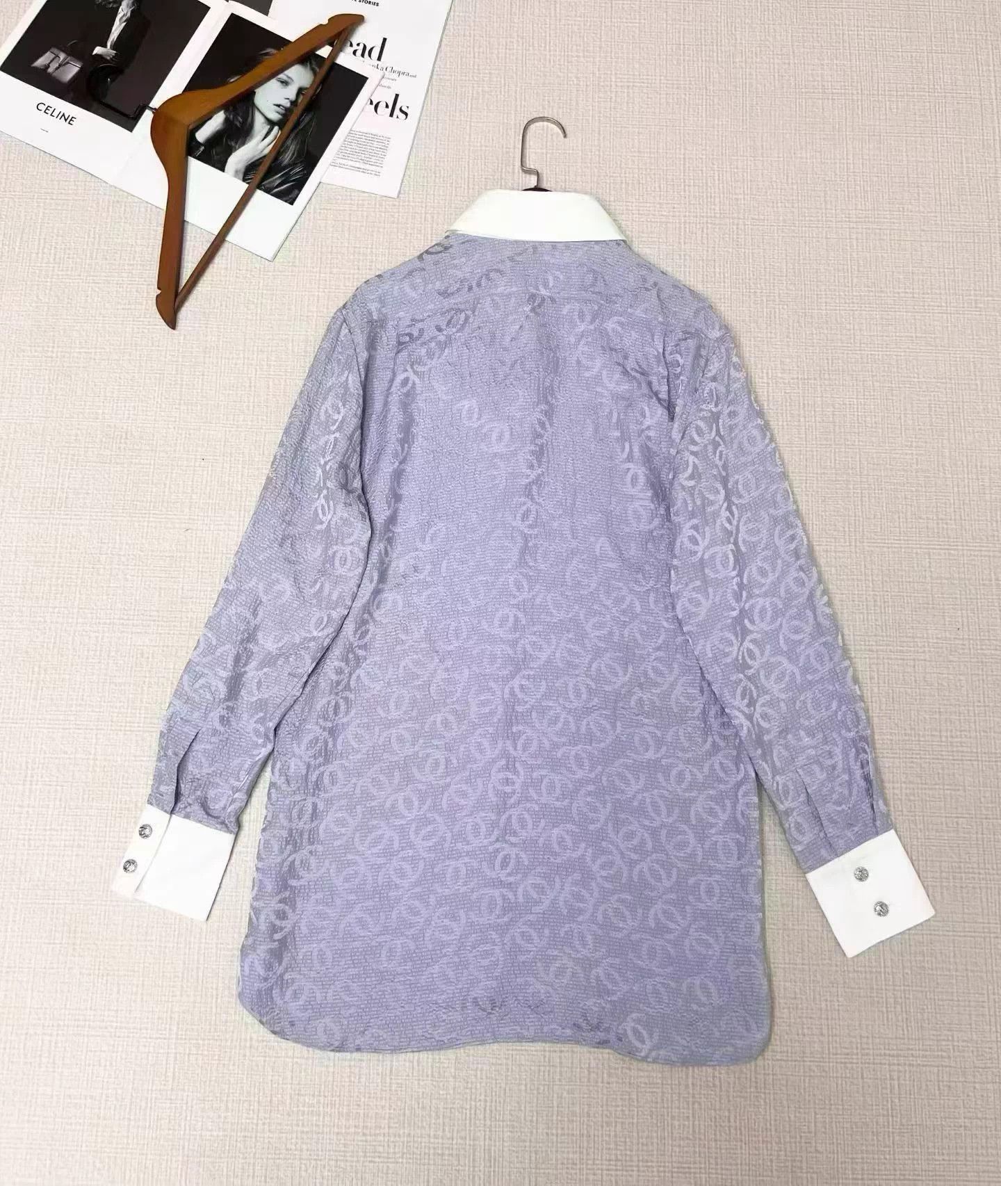 Chanel Chanel Silk All Over Logo Shirt Wang Yibo 38 Size S / US 4 / IT 40 - 3 Thumbnail