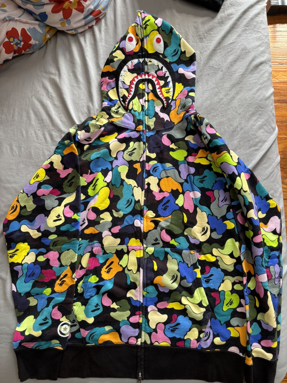 Bape A Bathing Ape BAPE Multi Color PONR Shark Hoodie | Grailed