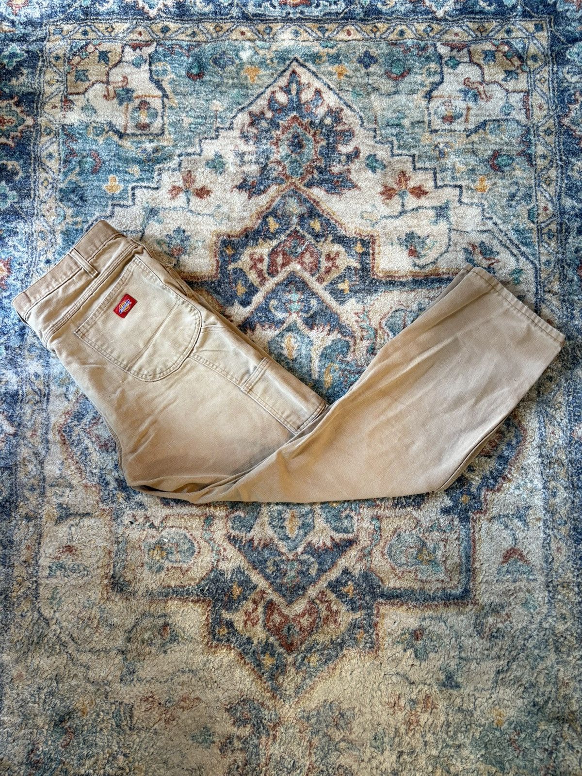 Dickies Dickies Beige DISTRESSED Workwear Pants Size 37 Size US 37 - 1 Thumbnail