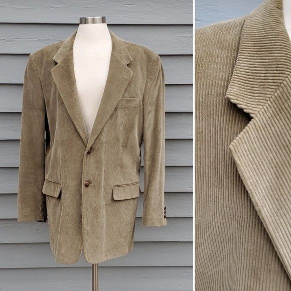 Vintage Vintage 70s Cords Western Boho Cowboy Tan Corduroy Blazer Co Size 42L - 1 Thumbnail