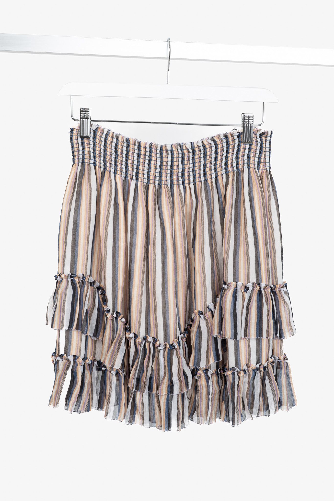 Derek Lam 10 Crosby Derek Lam 10 Crosby Orange Striped Silk Ruffle Mini Skirt Size 27" / US 4 / IT 40 - 1 Thumbnail