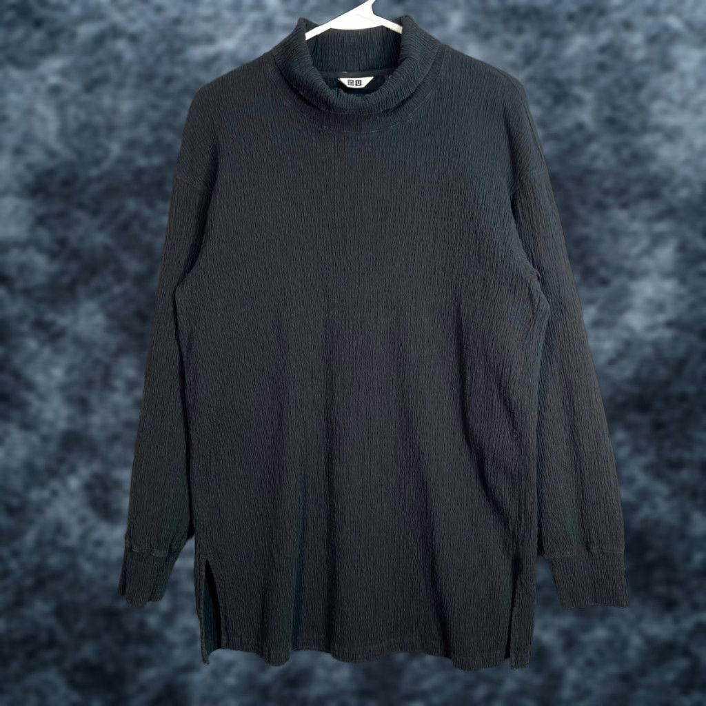 Uniqlo VINTAGE Uniqlo Shirt Womens XL Turtleneck Tunic Black Long Sleeve Knit Solid 8/10 Mens Womens Size XL / US 12-14 / IT 48-50 - 1 Thumbnail