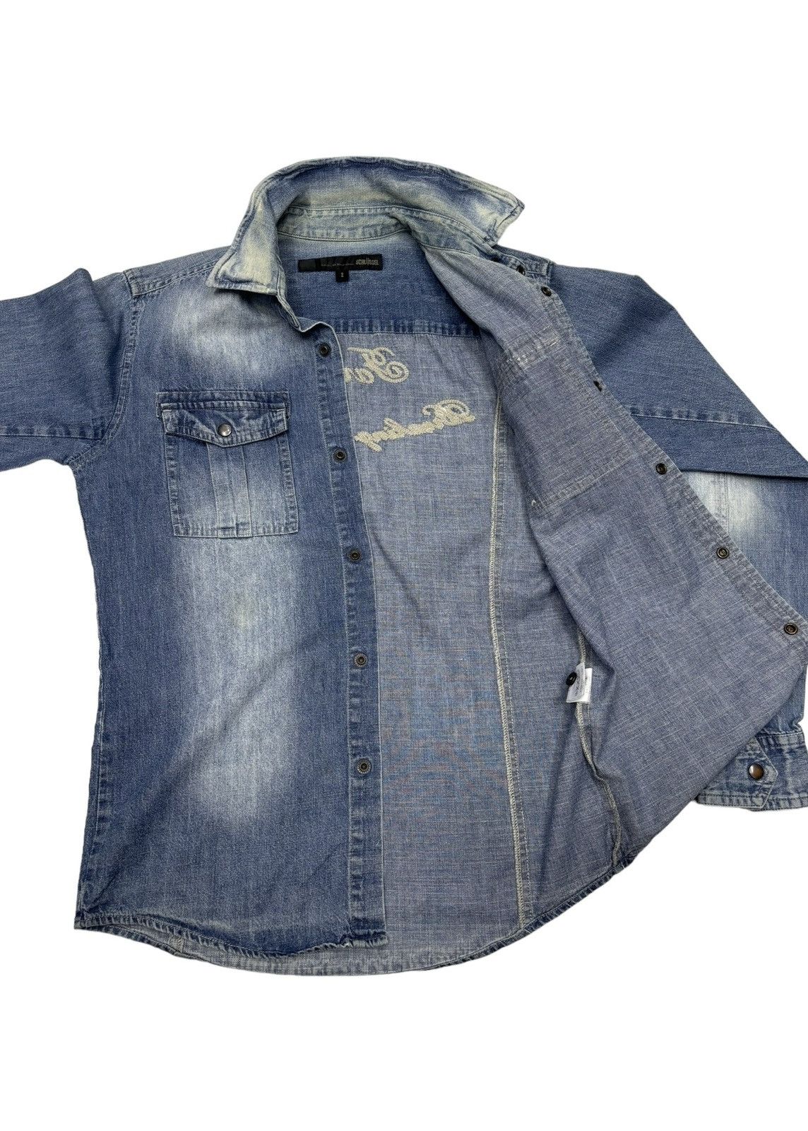 If Six Was Nine 🔥SCHLUSSEL BUTTON UP WESTERN DENIM SHIRT Size US S / EU 44-46 / 1 - 4 Thumbnail
