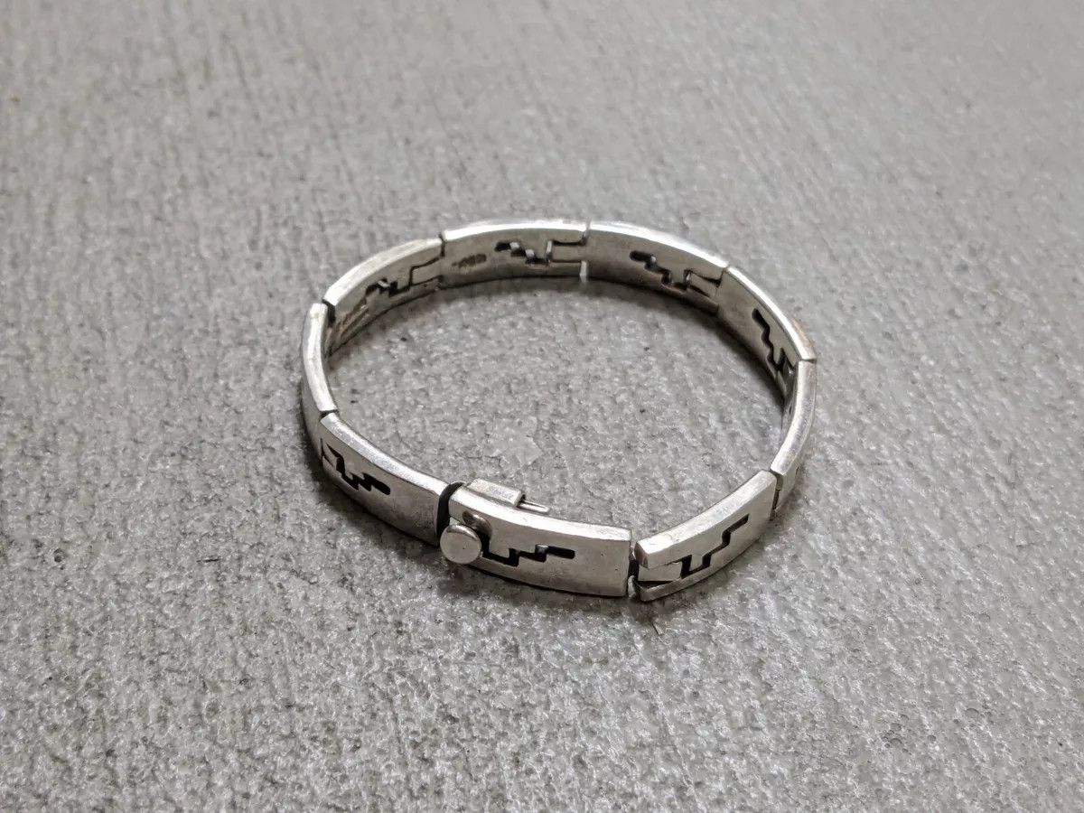 Jewelry Stainless Steel Bracelet Taxco Mexico Rectangle Panel Size ONE SIZE - 3 Thumbnail