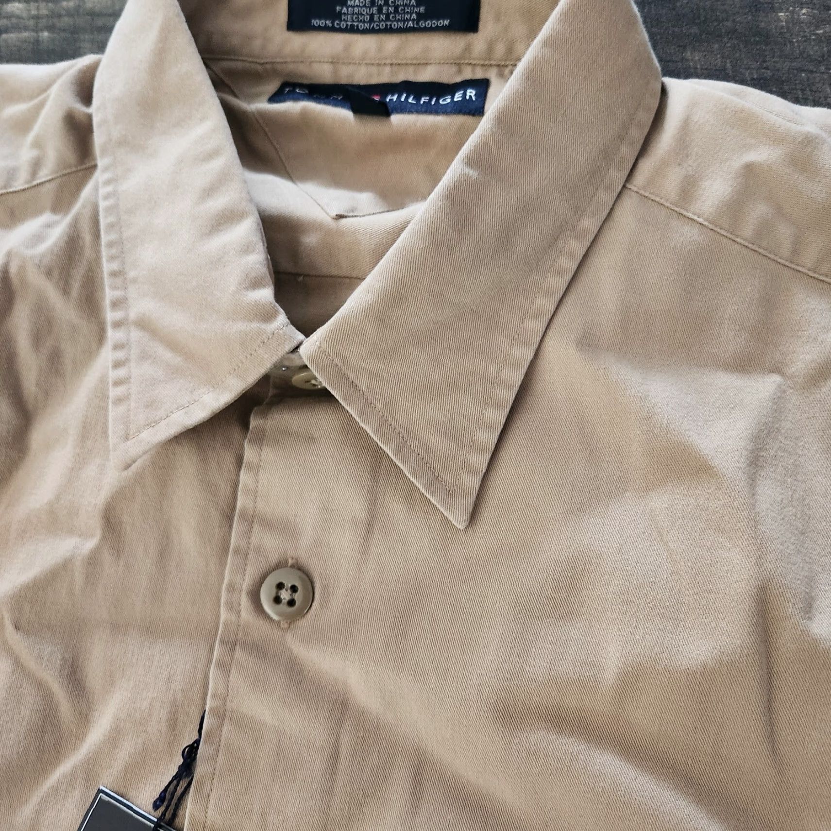 Tommy Hilfiger VINTAGE Tommy Hilfiger Canvas Shirt Outdoors Camping Hunting XL Tan Beige Mens Button-Up Overall Casual Size US XL / EU 56 / 4 - 5 Thumbnail
